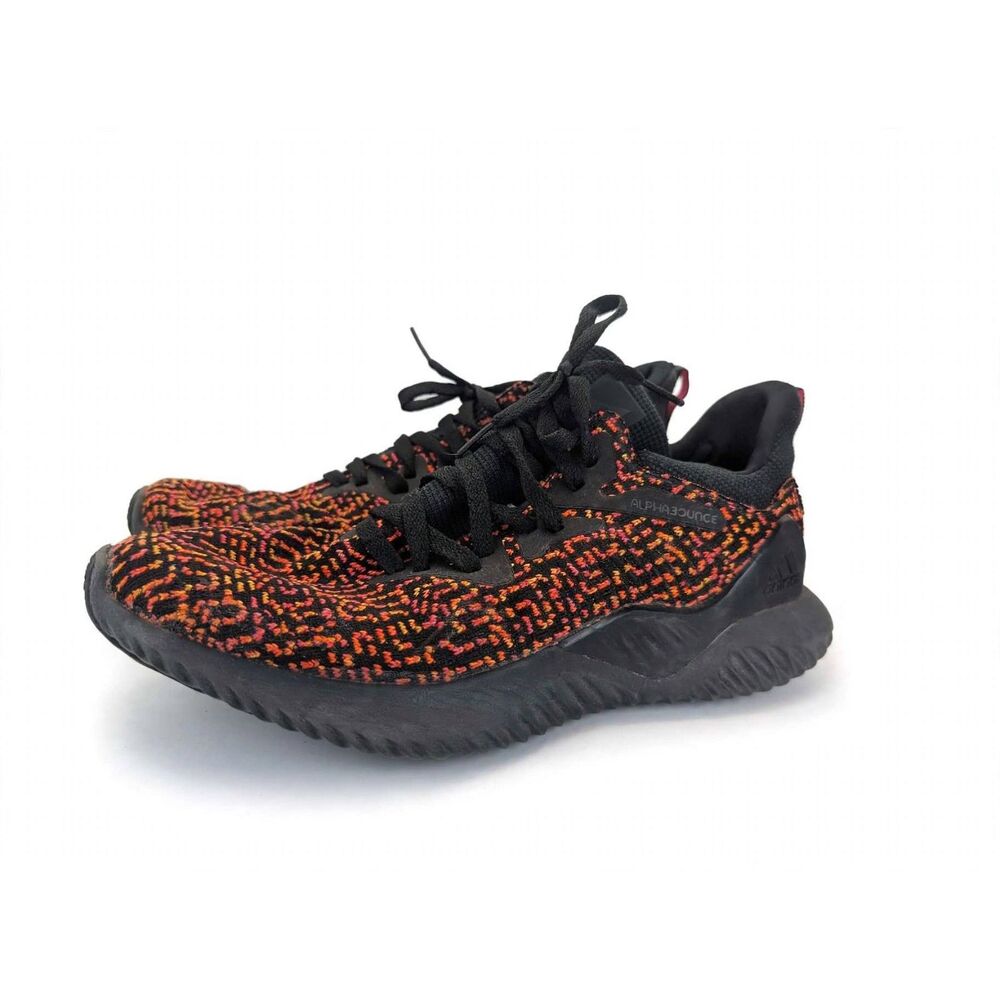 adidas Alphabounce Beyond Knit Athletic Sneaker Gym Running Black Neon Men 9.5